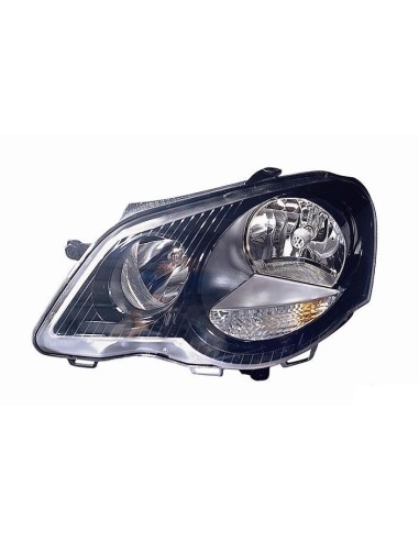 Phare projecteur lumière avant droite pour Volkswagen Polo 2005 à 2009 noir Aftermarket Éclairage