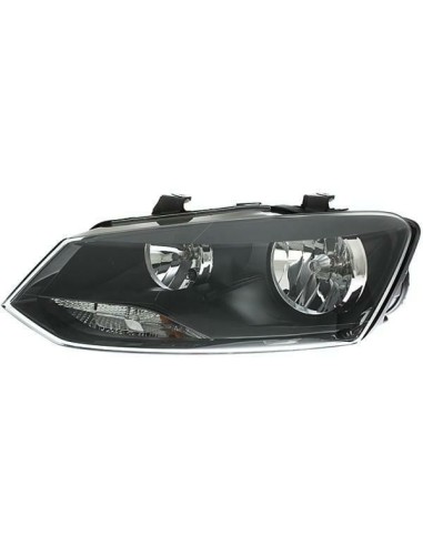 Headlight left front headlight for VW Polo 2009 to 2013 black bezel Aftermarket Lighting