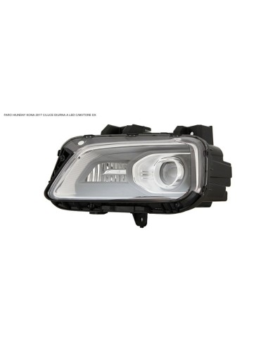 Right headlight h7 with electric led drl for hyundai kona 2017-