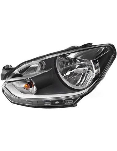 Left headlight h4 for vw up 2012 onwards black with hella chrome border
