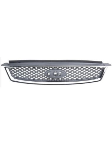 Silver front grill grille with chromed cornet for ford focus 2005 to 2007