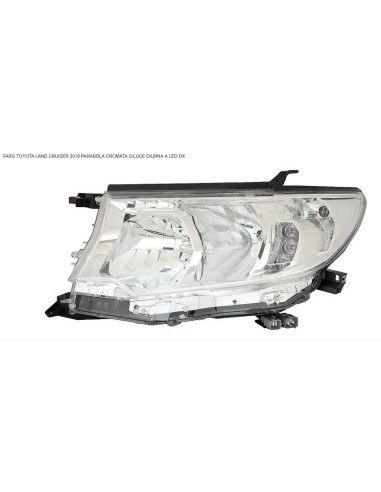 Faro derecho con luz diurna led drl para land cruiser 2018- cromo