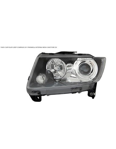Right Front Headlight for Jeep Compass 2011 onwards Black Inner Parabola