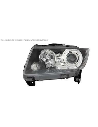Left Front Headlight for Jeep Compass 2011 onwards Black Inner Parabola