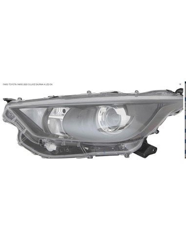 Right headlight with led daytime running light for toyota yaris 2020 onwards