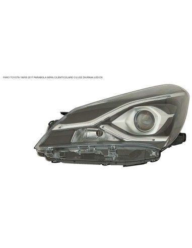 Right Headlight With Led Daylight for Yaris 2017 onwards Black Lenticular