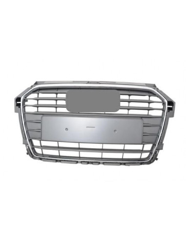 Gray Front Grille with Chrome Frame for Audi A1 2014 Onwards