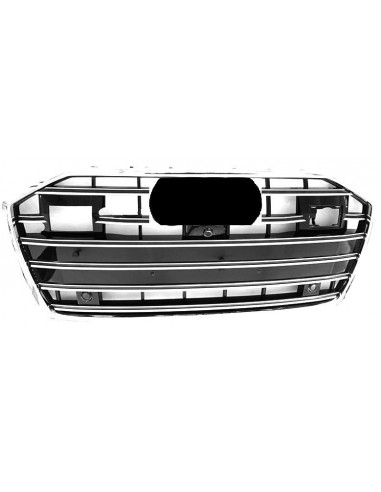 Chrome-Black grille with footrest detection +PDC for Audi A6 2018-