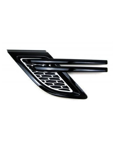 Rejilla Guardabarros Izquierdo Tiras Negras Plata Brillo Para Rover Sport 2013-