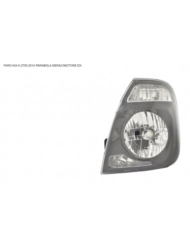 Right Headlight with Electric Motor for Kia K 2700 2014 - Black Parabola