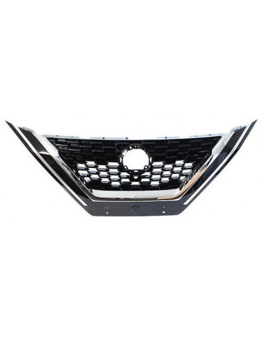 Chrome and black grille with camera hole for Nissan Qashqai 2021-