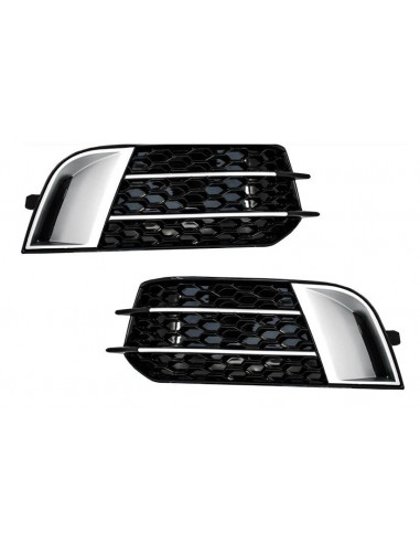 Black And Chrome Honeycomb Front Bumper Grille Kit For Audi A1/Rs1 2013-